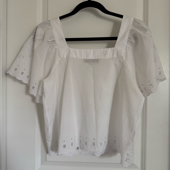 LOFT Ivory White Embroidered Floral Blouse, XS - Picture 2 of 11